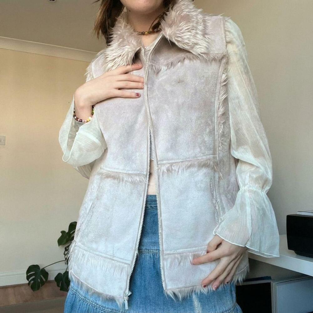 Vintage Embroidered Faux Suede Gilet Subversive Cyber Y2K